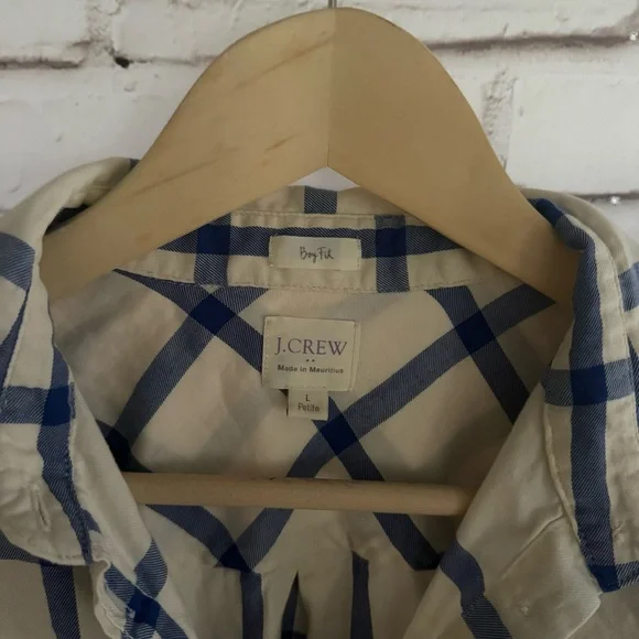 J. Crew Blue and White Plaid Button Down Shirt - Picture 4 of 5